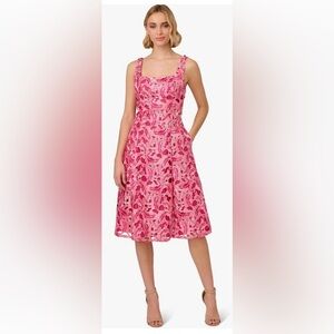 Adrianna Papell Pink Floral Fit and Flare Dress